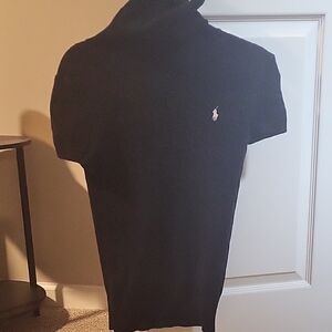 Polo by Ralph Lauren Black Short-Sleeve Turtleneck Sweater with Pony Logo